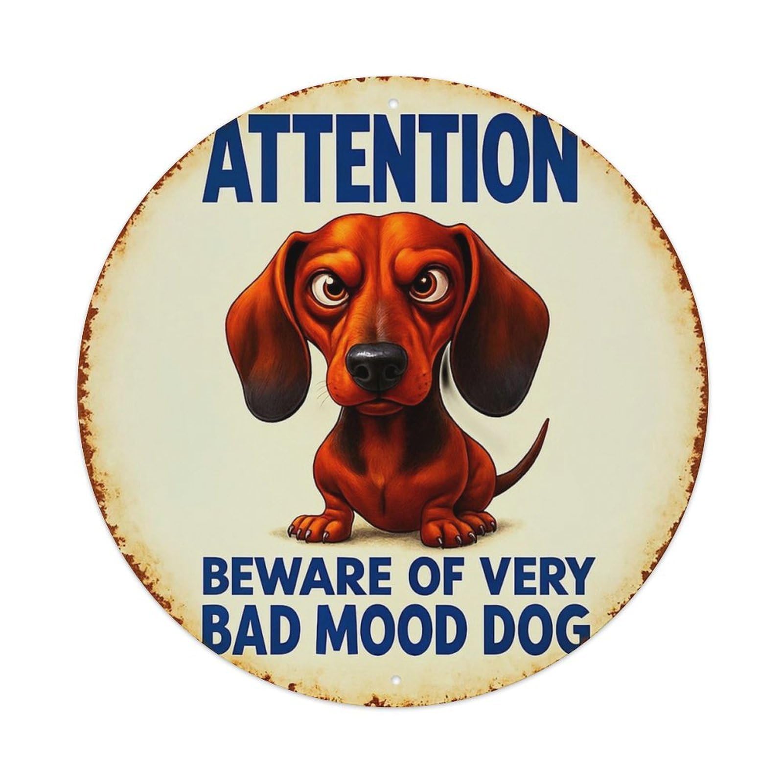 Attention Beware Of Very Bad Mood Dog Metal Tin Sign Plaque