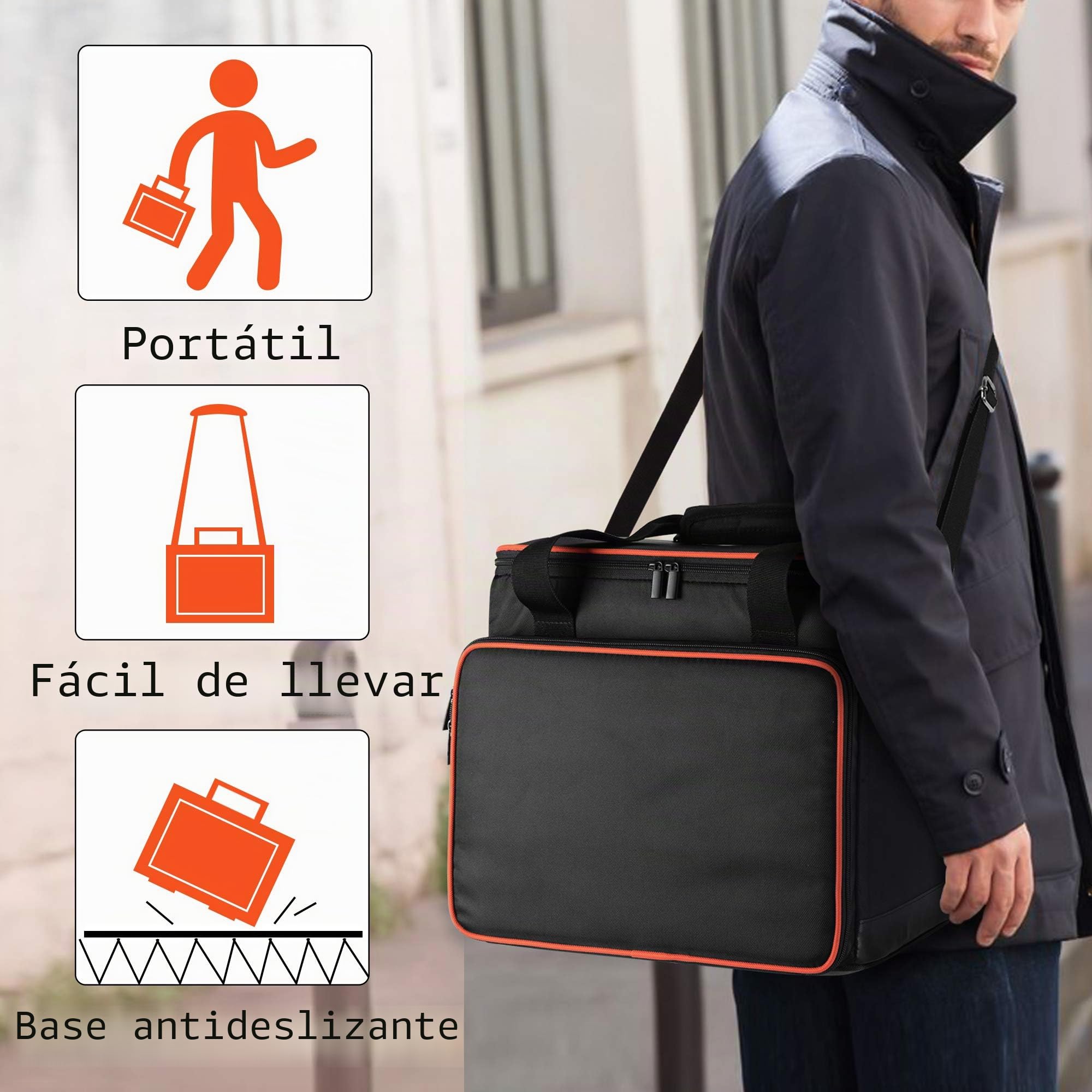 Trunab Bolsa de Transporte de Viaje Compatible con Jackery Portable Power Station Explorer, Estuche de Almacenamiento con Bolsillos Inferiores y Delanteros Impermeables para Cable de Carga y