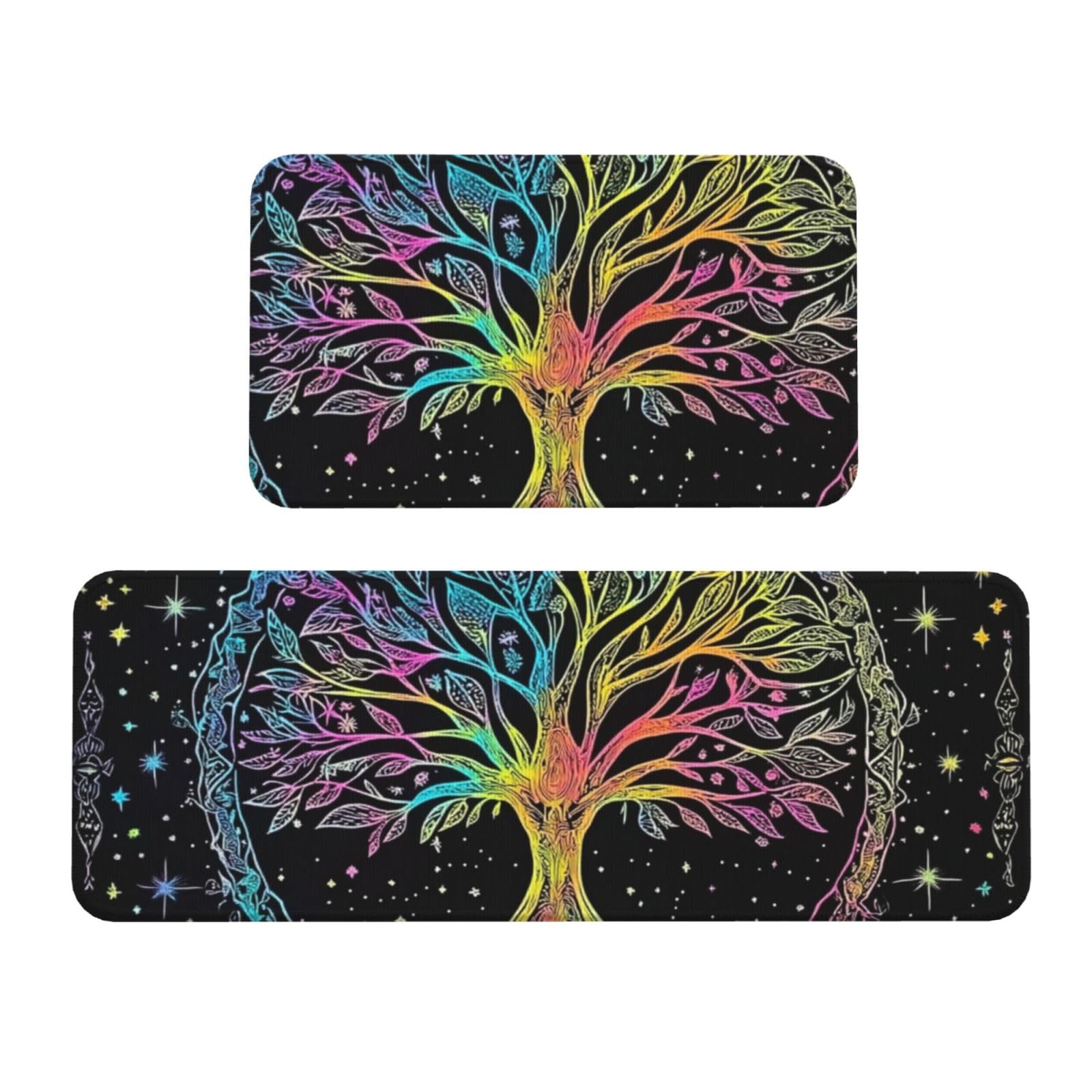Tapetes de cocina antideslizantes Mandala, juego de 2 alfombras acolchadas lavables para el suelo