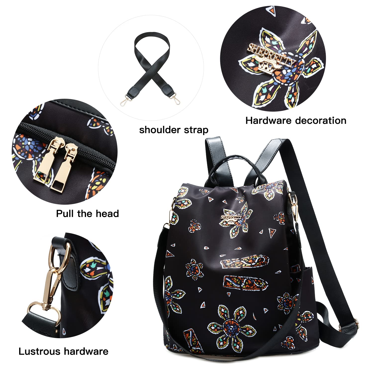shepretty Zaino piccolo da donna Zaino Donna Borsa pelle Impermeabile casual borsetta