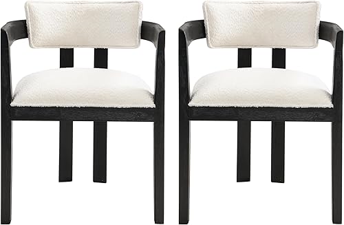 Miniatura 3 de Christopher Knight Home Falcon Boucle - Juego de 2 sillas de comedor tapizadas de tela, modernos sillones de comedor de madera, respaldo curvado,