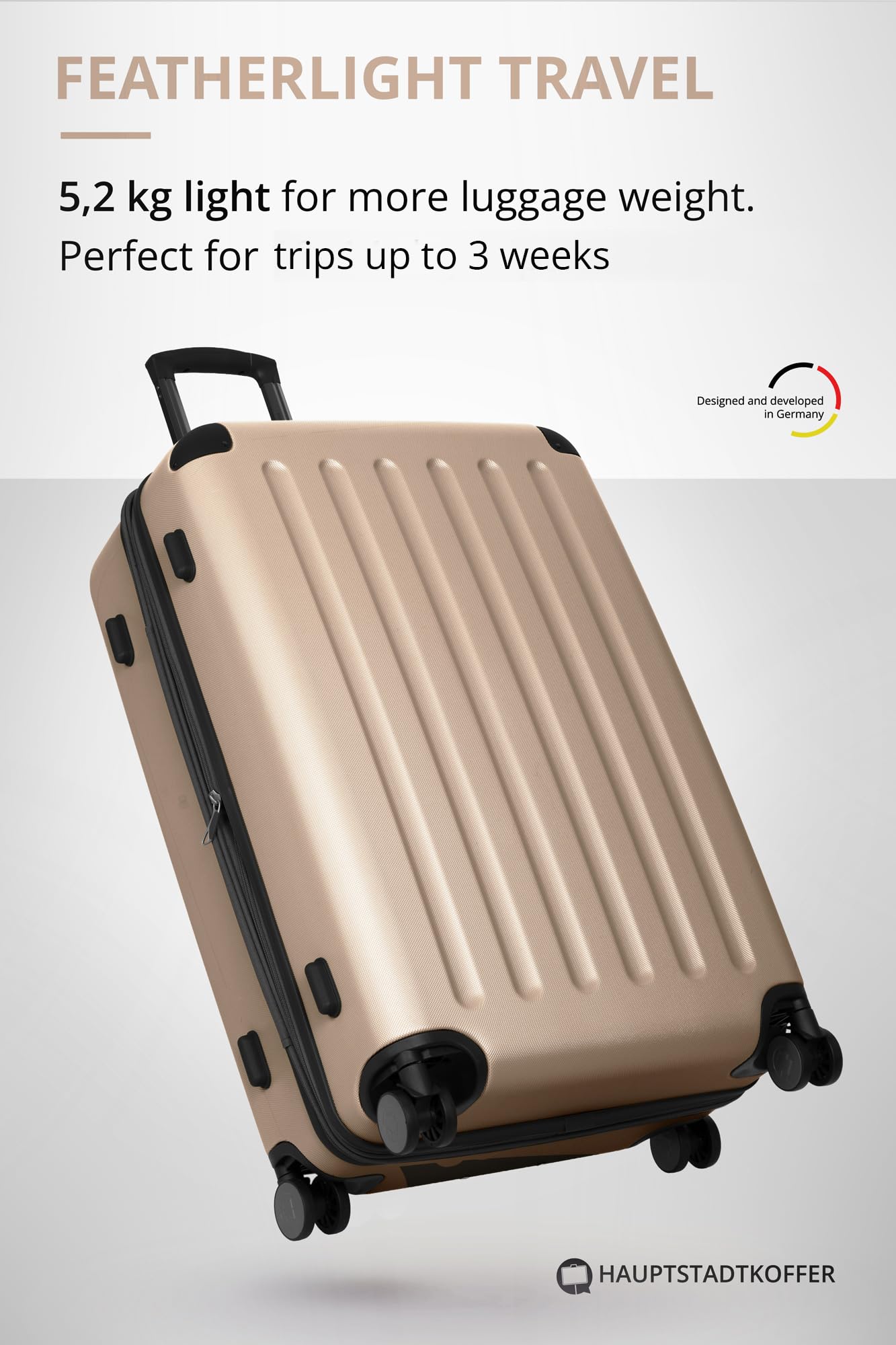 HAUPTSTADTKOFFER - Spree - Maleta rígida, Trolley expandible, Equipaje de Viaje, 4 Ruedas Dobles, TSA, 65 cm, 74 litros, Champán — view 248