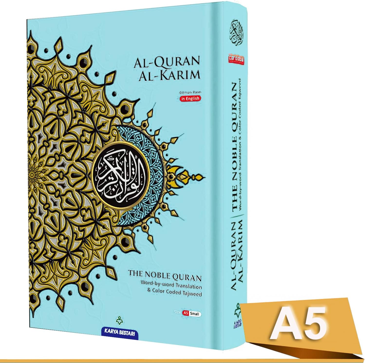 A5 NOBLE Al Quran Word for Word Translation Colour Coded Tajweed Arabic-English Blue