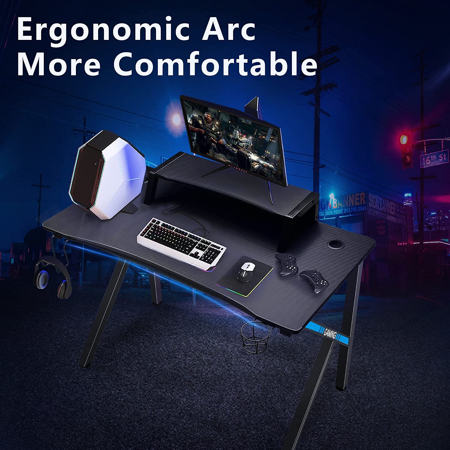 Buy GTRACING Gaming Desk,45 Inch Gaming Table with Builtin Power Strip