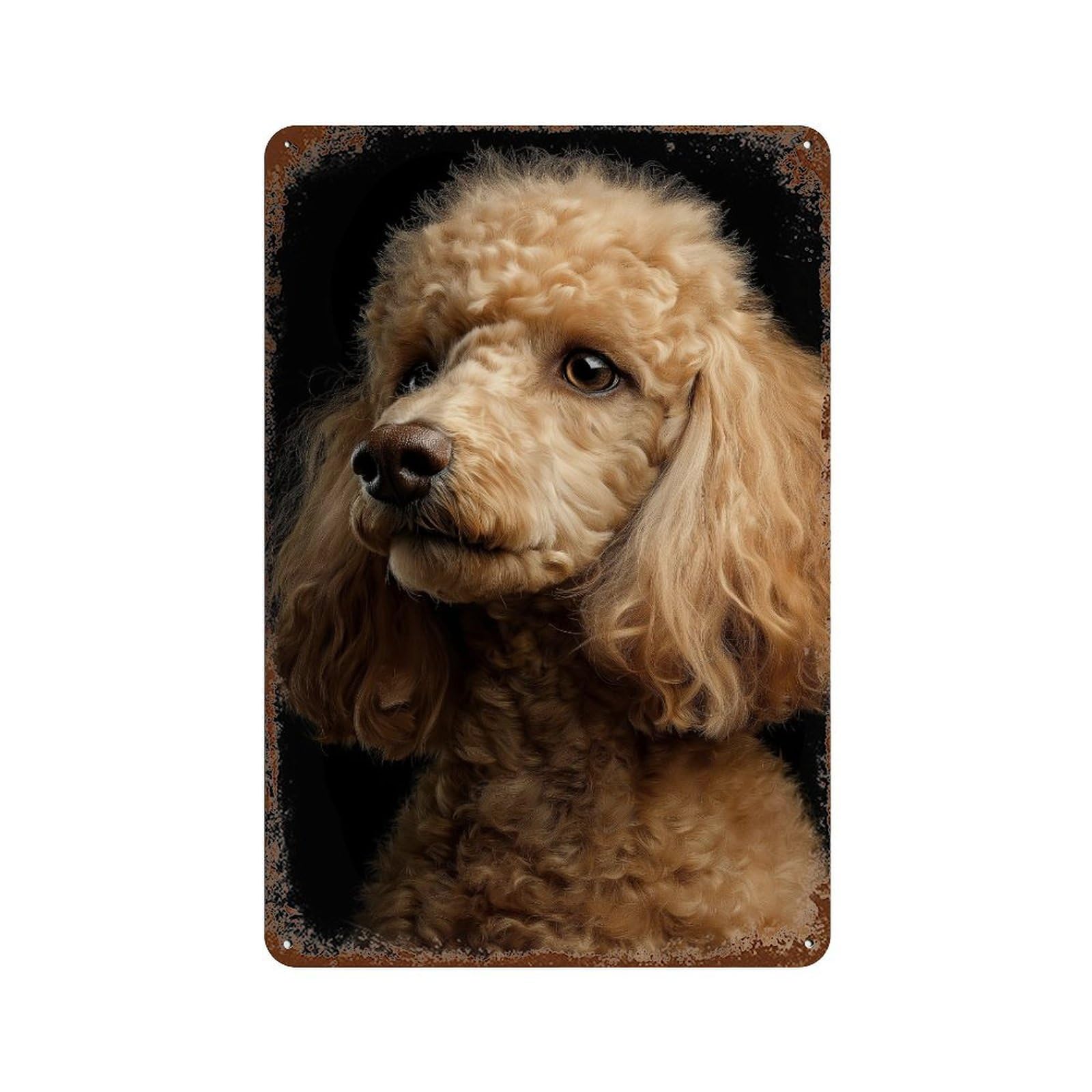 Garage Style Golden Poodle Portrait Distressed Metal Wall Sign 11.8"x7.9", Shabby Chic Decor for Bar And Workshop