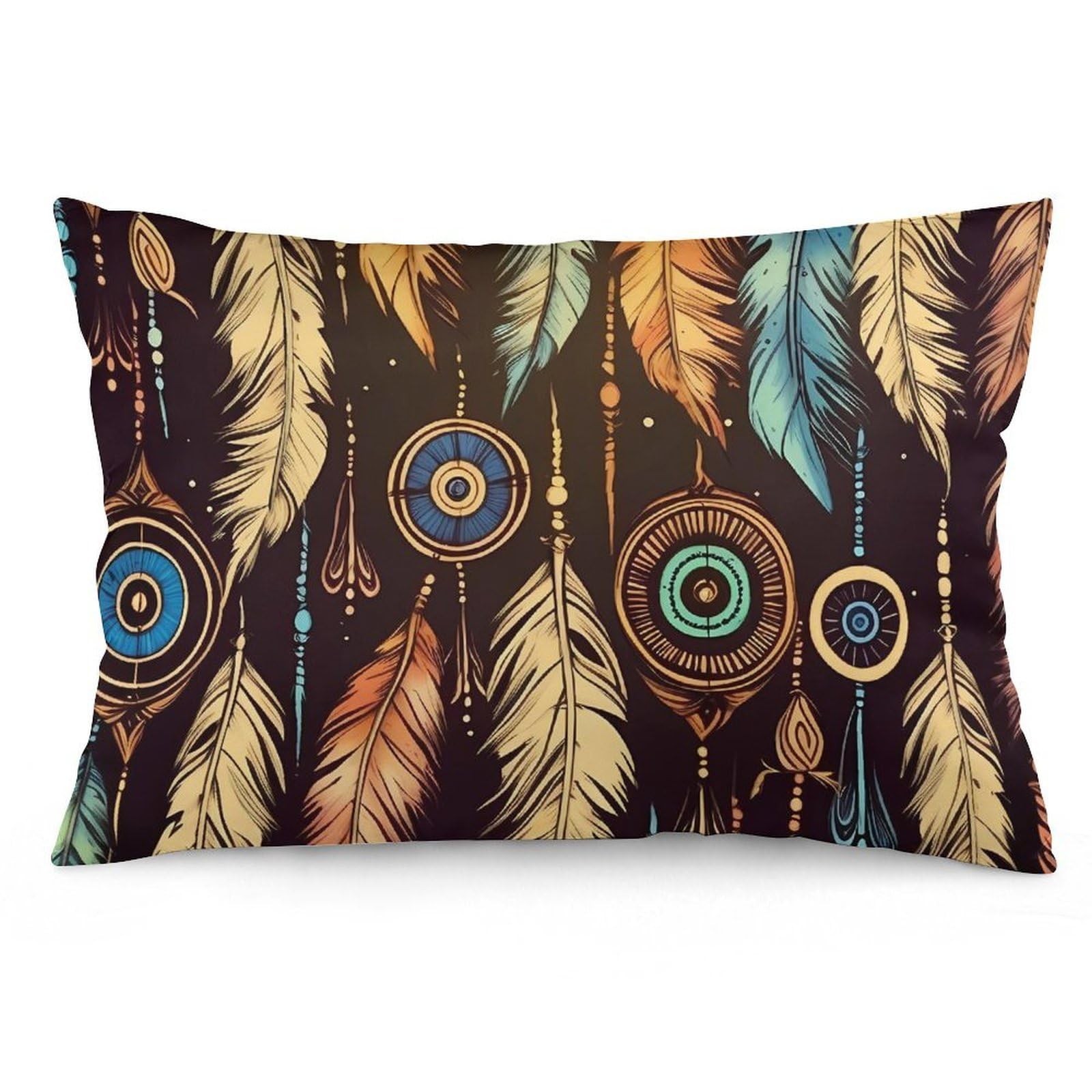 NTVOWPZO 2 Pack Decoration Throw Pillow Covers 12 "x20 Pillowcases Covers Vintage Ethnic Tribal Feather Pillowcases Modern Farmhouse Home Decor Sofa Cushions Covers for Couch Bed Living Room