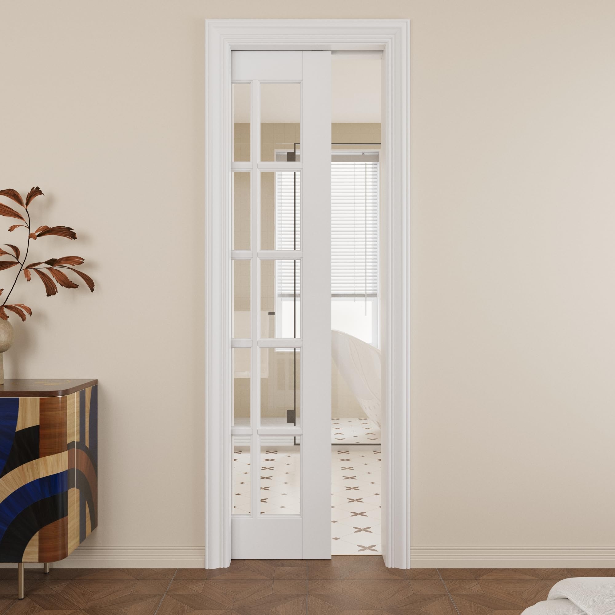 Pocket Door,10-Lite Clear Glass Doors,Room 24x96 Sliding Door