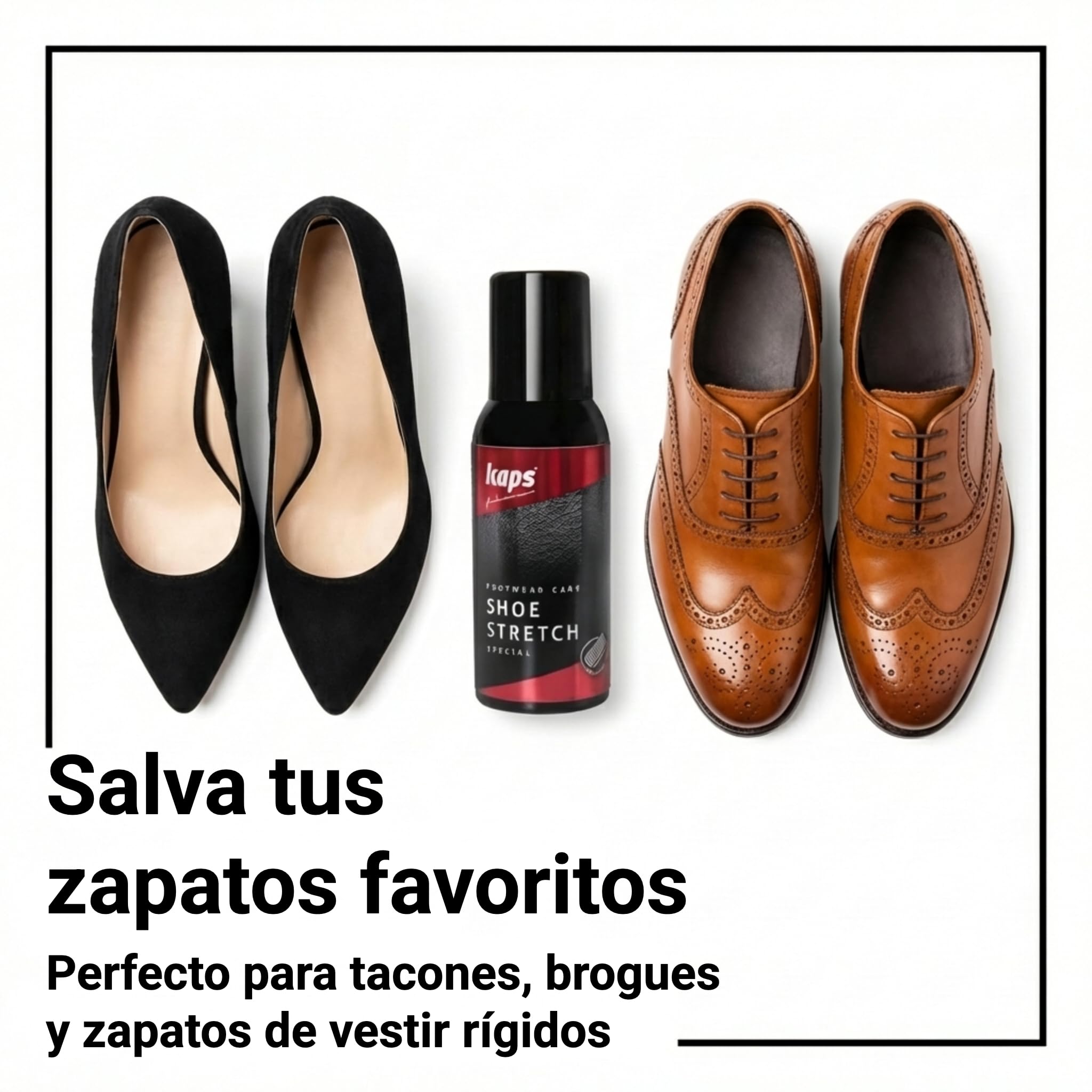 Kaps Spray Dilatador Espuma para Zapatos de Piel - Ablanda Zapatos Rígidos y Elimina Puntos de Presión - Estirador de Botas - Ideal para Calzado Nuevo