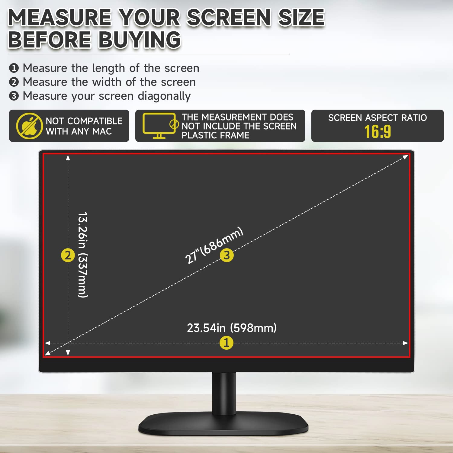 27 Inch Privacy Screen Protector, Anti Glare & Anti Scratch Screen Filter Compatible with 27