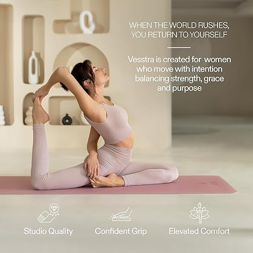 Miniatura 4 de Tapete de yoga antideslizante, poliuretano de 0.157 pulgadas de grosor + goma natural, extra ancha de 72 x 27 pulgadas para soporte de