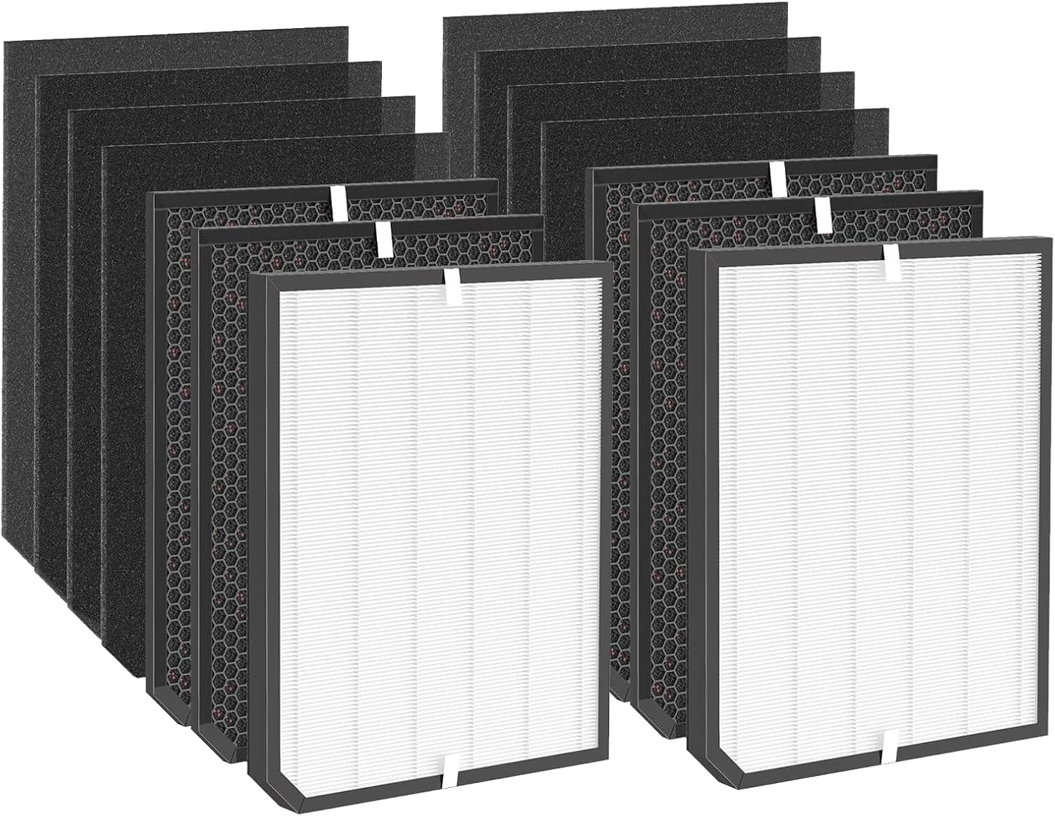 AD2000 Replacement Filter 14-Piece Set,Activated Carbon 3-Stage Compatible with Air Doctor 2000 2000i Air Purifier, Includes 2 Efficiency + 4 VOC Units and 8 Pre-Filters