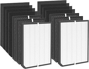 AD2000 Replacement Filter 14-Piece Set,Activated Carbon 3-Stage Compatible with Air Doctor 2000 2000i Air Purifier, Includes 2 Efficiency + 4 VOC Units and 8 Pre-Filters