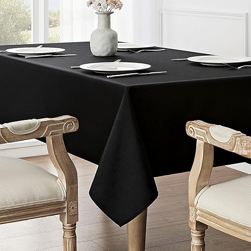 Miniatura 5 de Veblandy Mantel rectangular impermeable de 52 x 70 pulgadas, mantel texturizado de lino, resistente a las manchas y a las arrugas, lavable, mantel