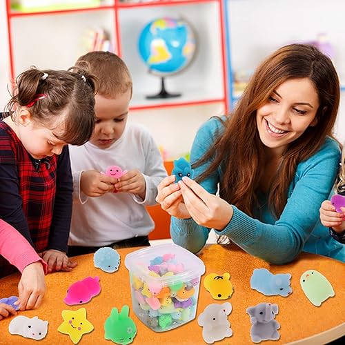 Miniatura 7 de Bingcute 72 piezas de juguetes esponjosos Mochi, animales blandos Kawaii para recuerdos de fiesta, premio de aula, piñata, rellenos de Pascua,