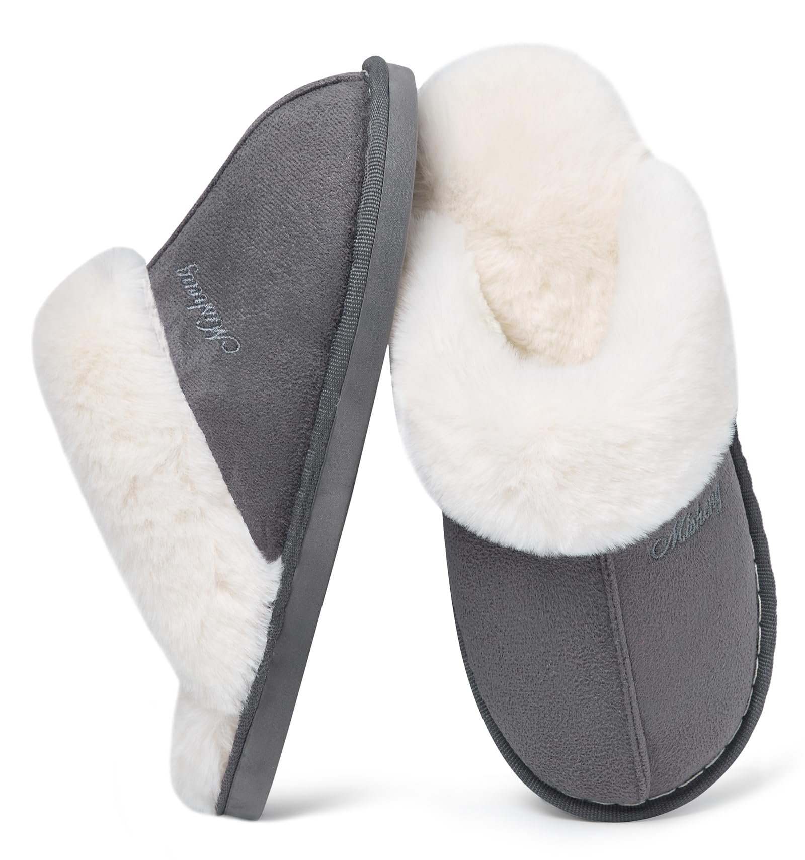 Coswind Pantofole Donna Uomo Invernali Peluche Ciabatte da Casa with Memory Foam Pelose Calde Comode Fluffy Antiscivolo Autunno Interno Esterno