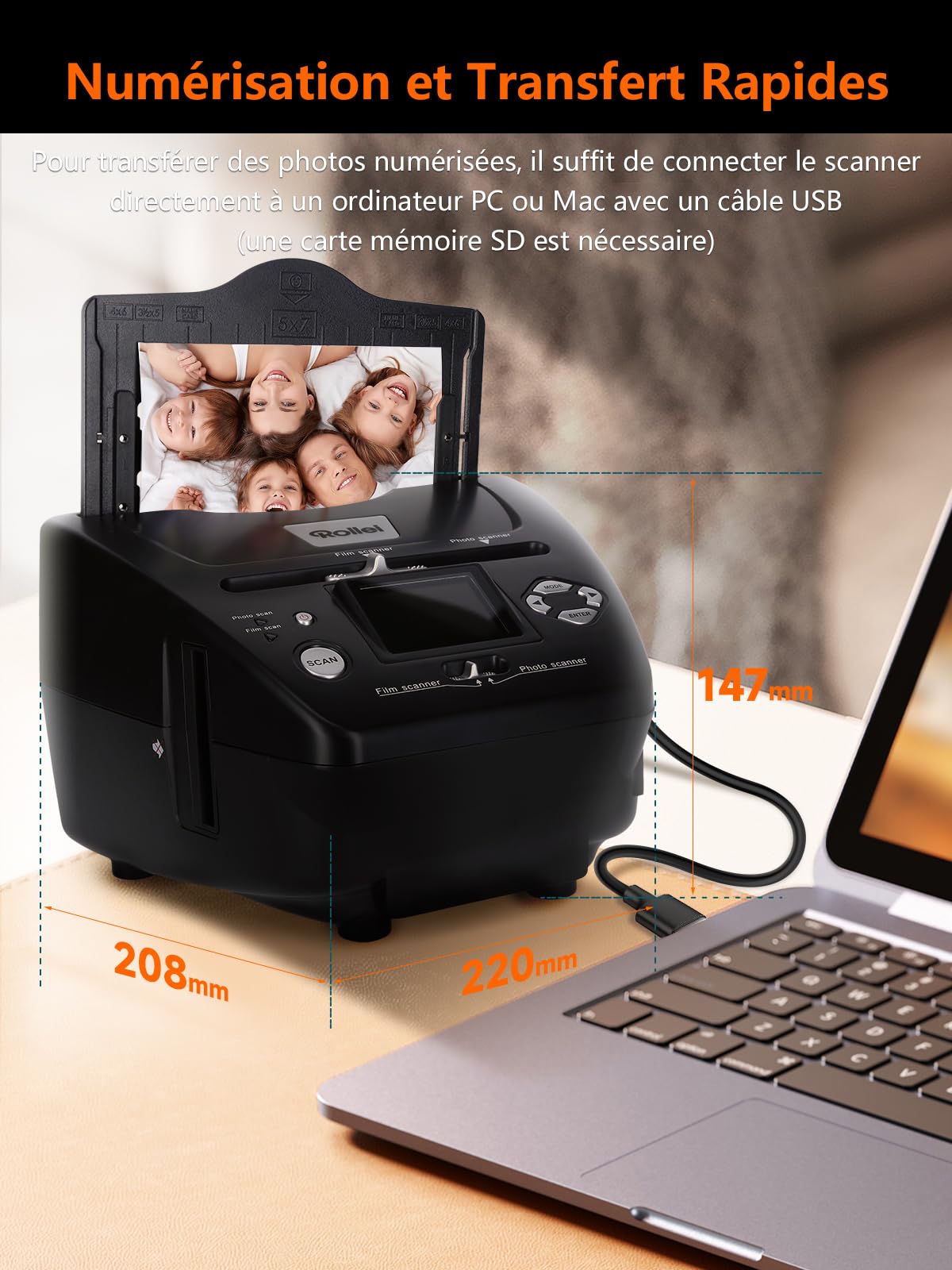 Rollei PDF S 240 SE Scanner Diapositives et Négatifs Photo, Visionneuse Lecteur Numerisation Diapo 35mm/135, Convertisseur Photos Haute Definition, Scanner-Diapositives-Négatifs-Photo-Visionneuse
