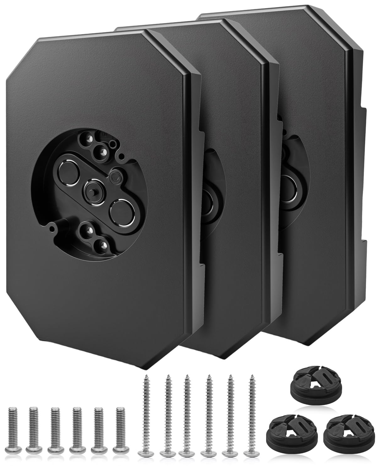 3 Pack of 8141DBL Siding Light Mounting Block Bracket Black with Built-in Electrical Box, Fit for 1/2 inch Outdoor Mounting Plate Vinyl and 4 inch Siding