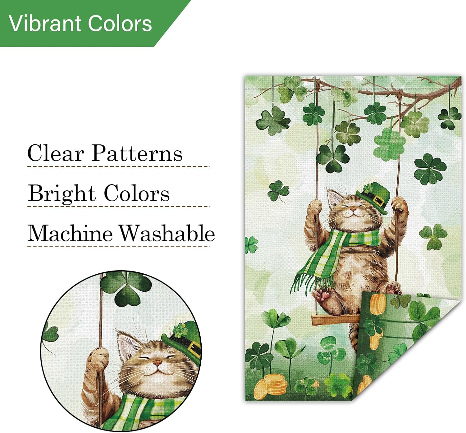 Louise Maelys St Patricks Day Garden Flag Cat Shamrock Double Sided 12x18 Inch Welcome Small Burlap Saint Spring Holiday Yard Outdoor Outside Home Decor - Image 5