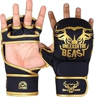 BEAST RAGE MMA Kesztyű Nyitott Tenyérrel - Állítható Csuklótámasz, Unisex Küzdősport Kesztyű Muay Thai, Kickbox, Taekwondo Edzéshez - S/M, P 9
