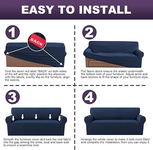 Miniatura 7 de MeilleMaison Funda elástica para silla, funda de sofá de 1 pieza con parte inferior elástica, protector de muebles lavable, protector de sofá