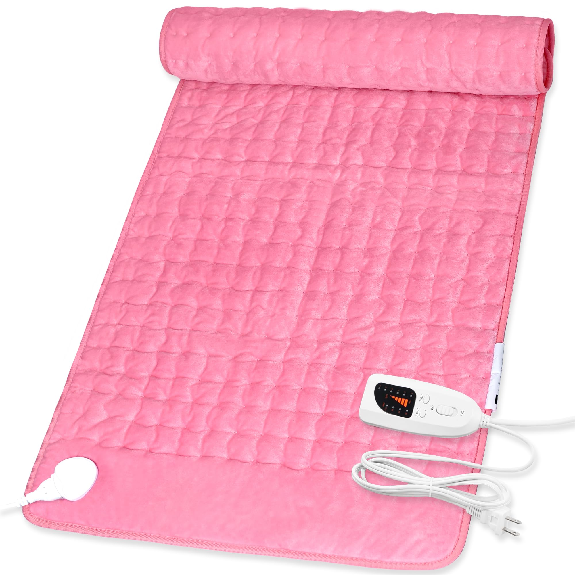 Deepsoon Electric Heating Pad for Back, Neck, Abdomen, Legs (40x20 Inch, Baby Pink) | Fast Heat & Auto Shut Off - main product image