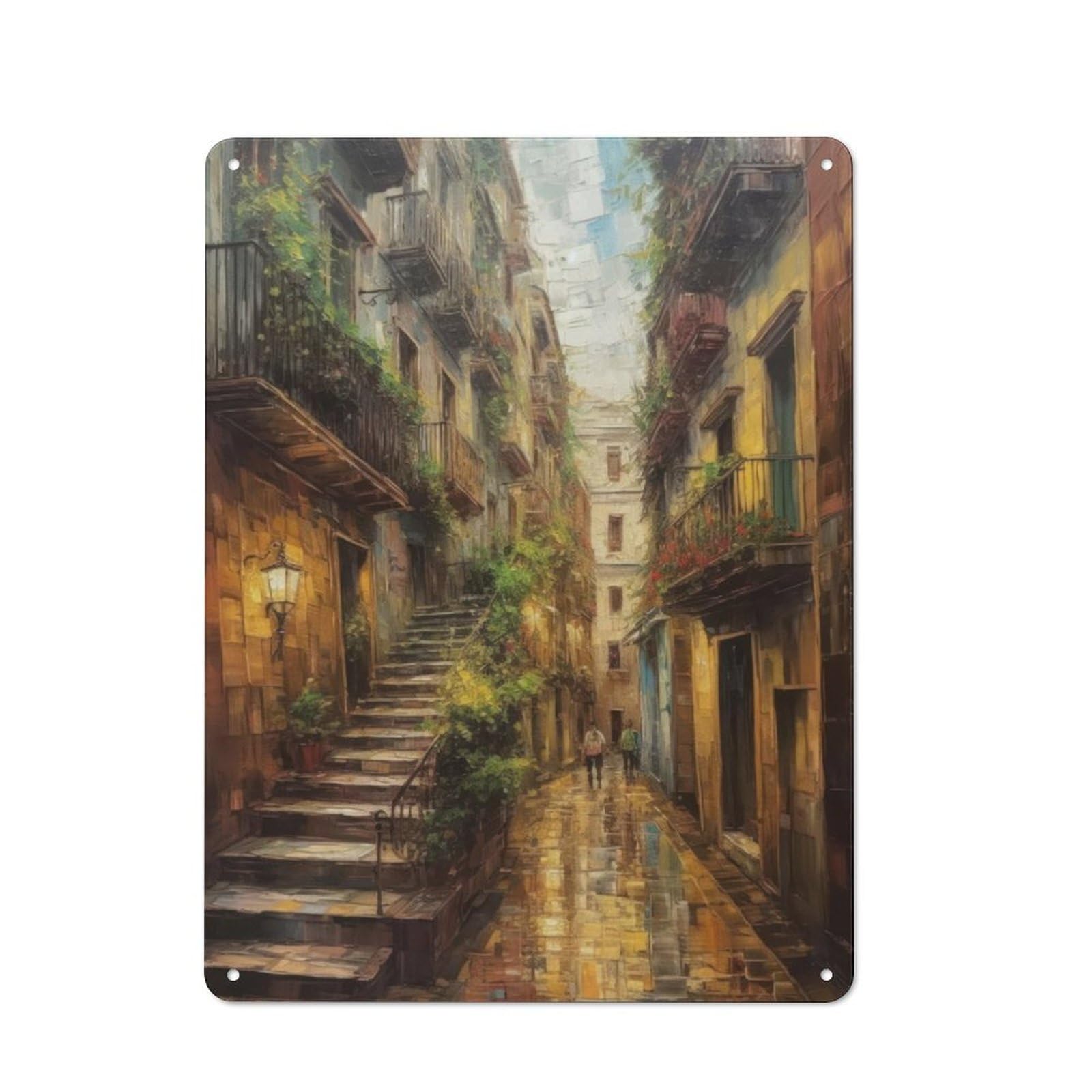 Junmoney Oil Painting Of Barcelona Retro Metal Wall Sign 40X30cm For Guest Room Or Hallway, New-Space Wall Decor For Home Decor Collectors