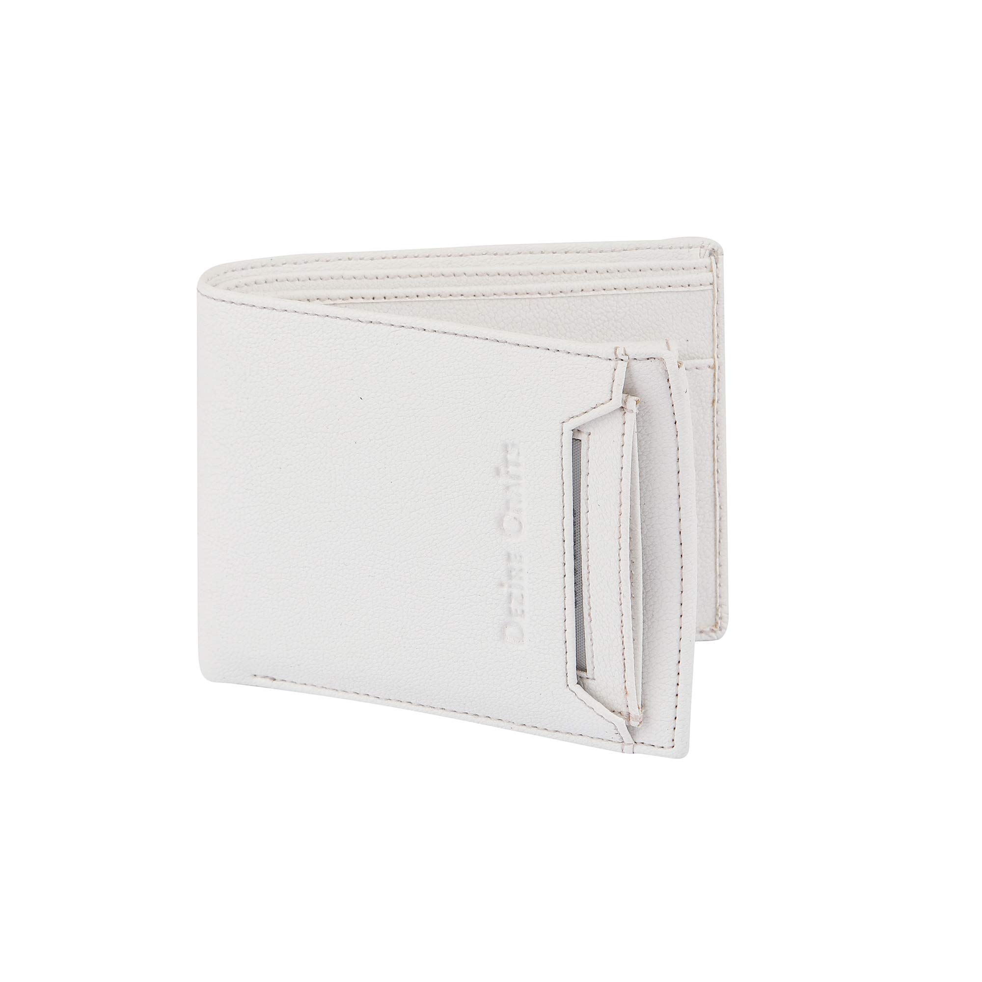 Men's Bi-Fold, Textured PU Leather/Slim Wallets with Detachable Card Slot Case (White)-image-8