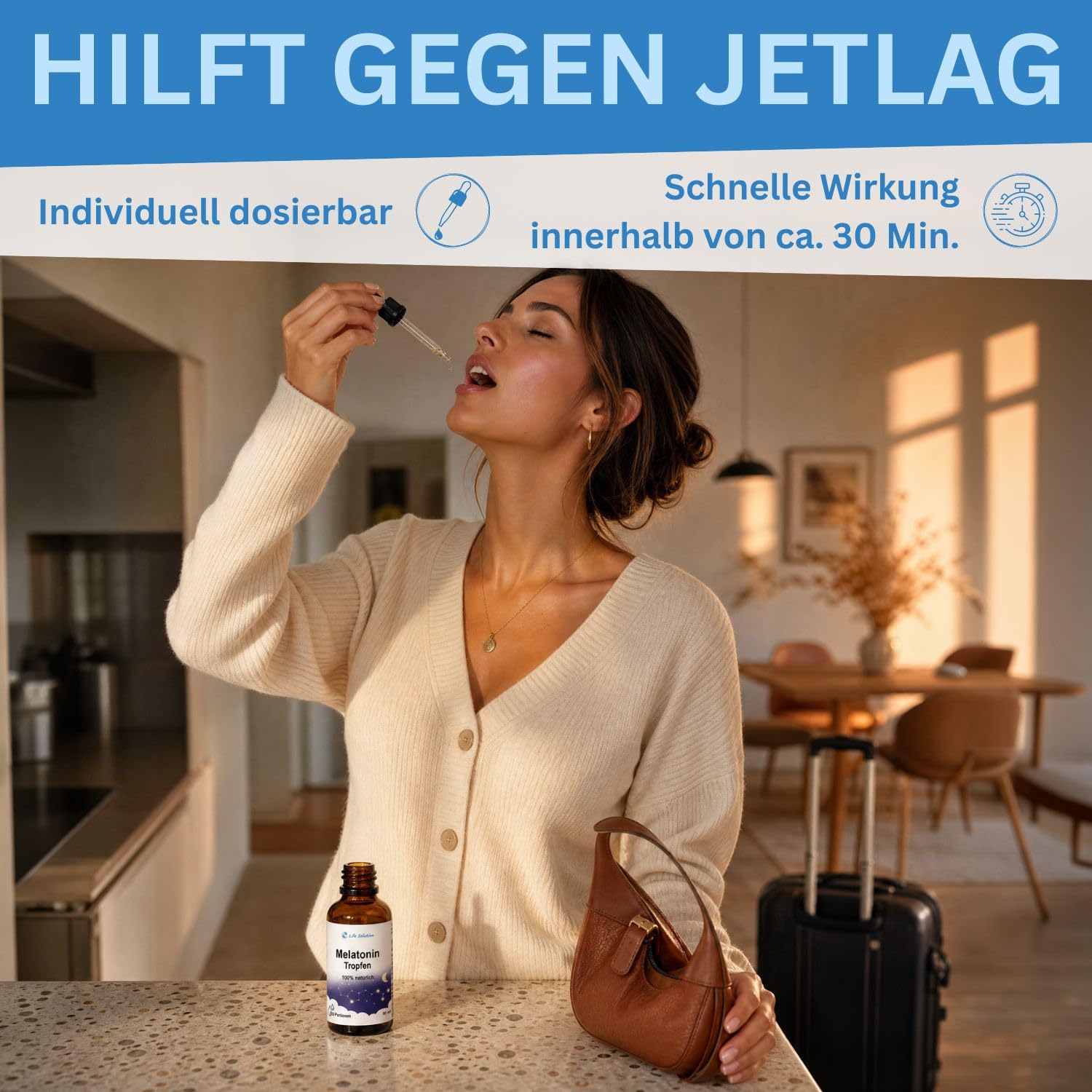 Melatonin Tropfen - 3x 50 ml - 100% Natürlich - Schlaftropfen - Entspannungstropfen - mit milden Vanillegeschmack