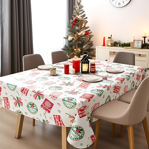 Vista 170 de Mantel rectangular de vinilo de 52 x 70 pulgadas con reverso de franela, mantel para el día de San Valentín, mantel de hule 100% impermeable Azul