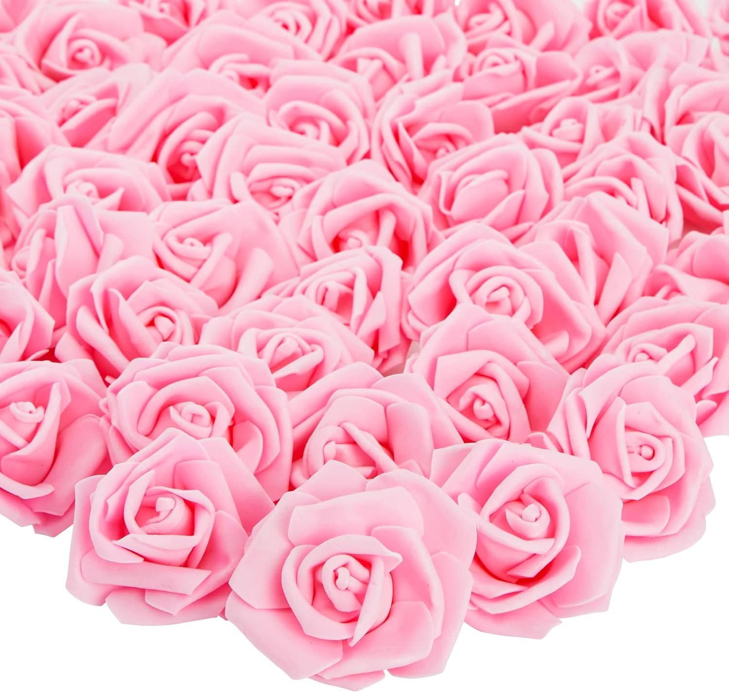 Juvale 100 Pack Pink Artificial Flowers for Decoration, Bulk Stemless Fake Foam Roses for Wedding, Decorations, Bouquets (3 in)