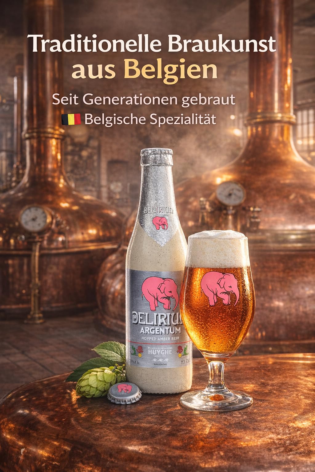 Delirium Argentum IPA Bier 24x 0,33l – Belgische Jubiläumsedition der Brauerei Huyghe – Stark Gehopftes Craft Beer mit 7% Vol – Limitierte Delirium Serie mit Intensivem Aroma & Fruchtigen Hopfennoten