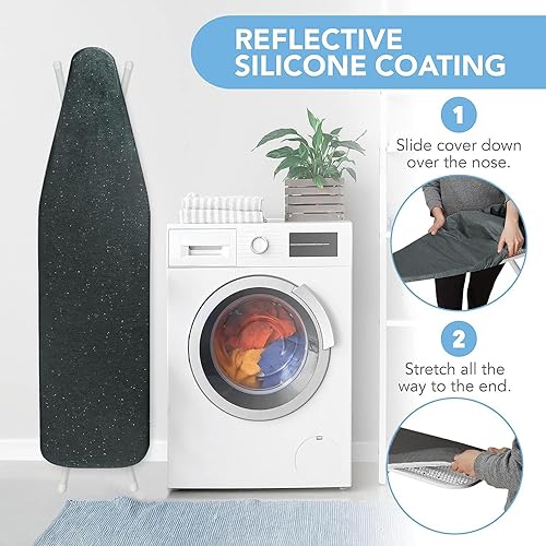 Vista 2 de HOLDN' STORAGE Funda para tabla de planchar, recubierta de silicona, resistente a la quemadura, acolchado de 15 x 54 pulgadas con correas de gancho