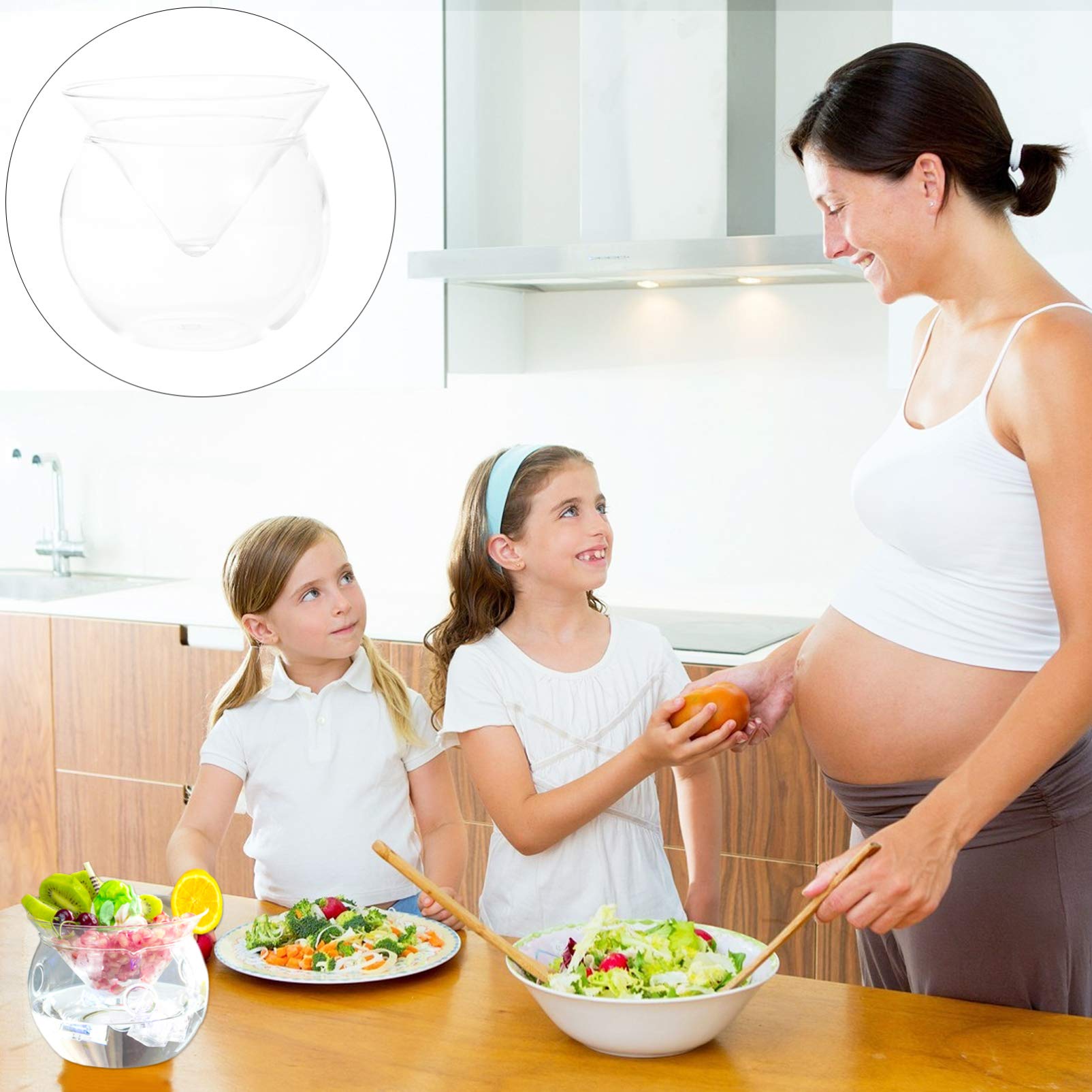 Cabilock Bol à Salade Verre Bol à Fruits Design Fleur