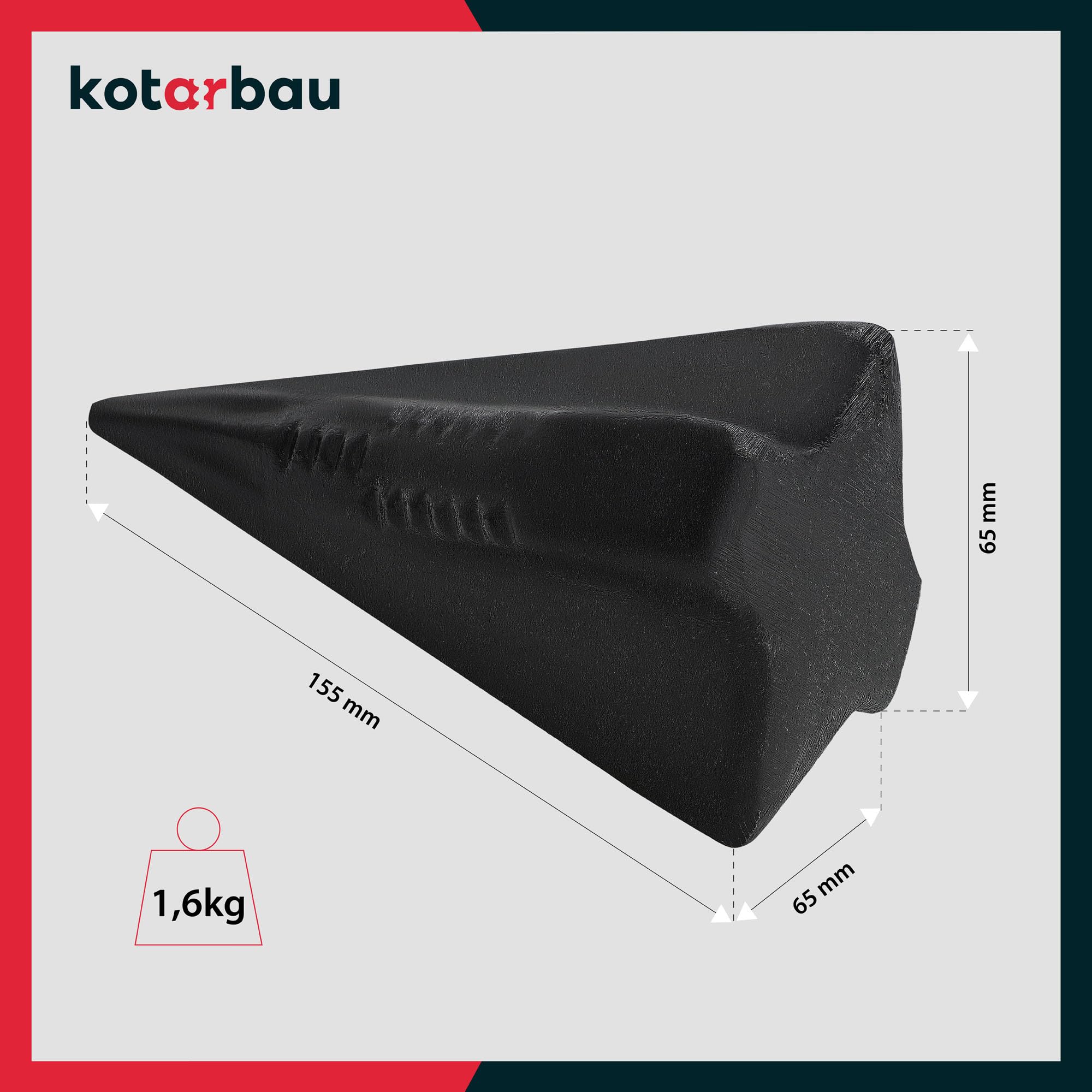KOTARBAU® Coin de Fendage Rotatif Forgé en Acier Coin de 170 mm 1,6 kg Grenade de Fendage Fendeur de Bûches Coin d'abattage Coin de Bûche Coin de Levage Coin d'enfoncement pour Fendre le Bois