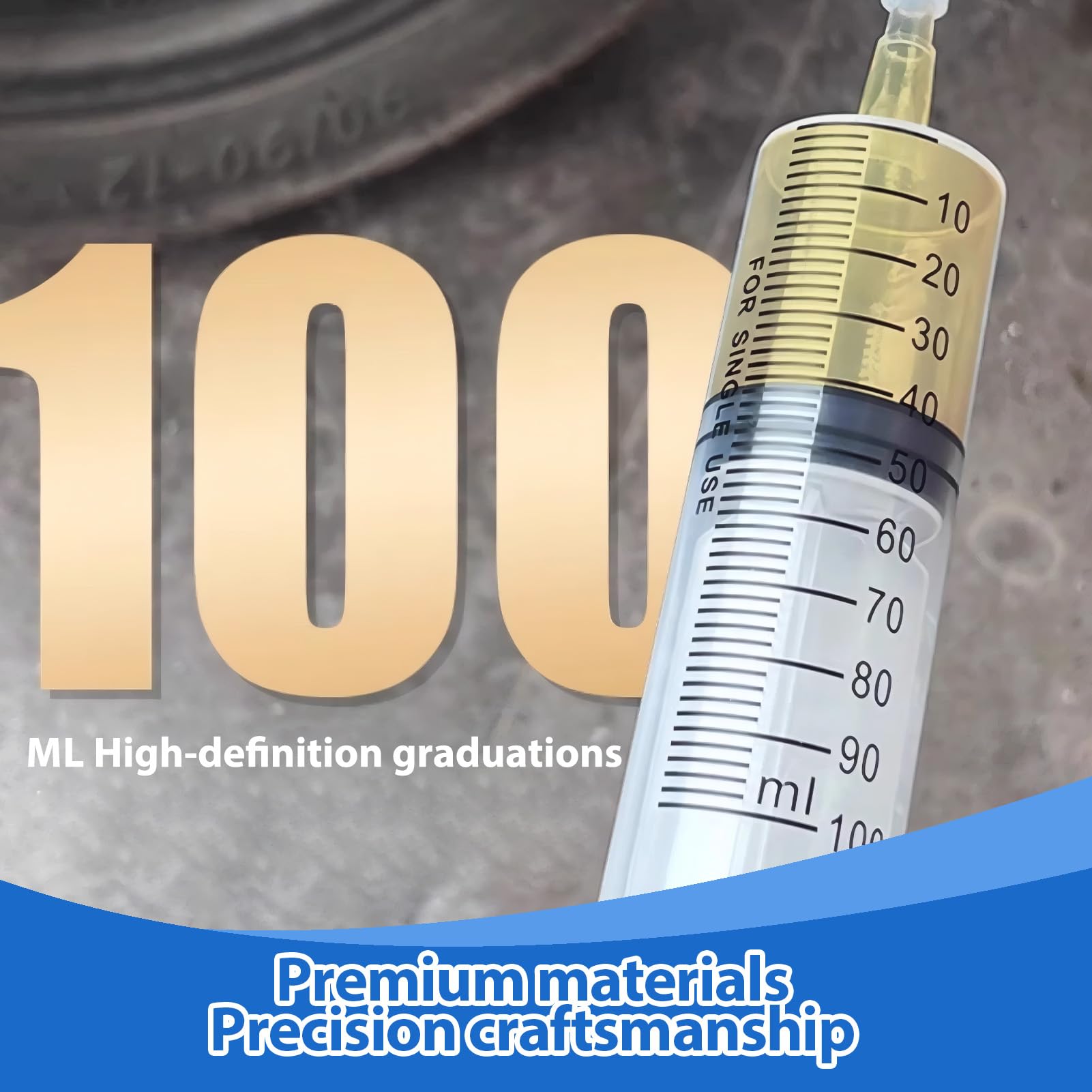 Spurgo Freni Moto, Pompa di Iniezione Manuale con Siringa 100ml E Kit Tubo Spurgo Freni 50cm, Siringa per Cambio Olio E Liquido Freni, Kit Spurgo Freni per Scooter Quad Bici Auto