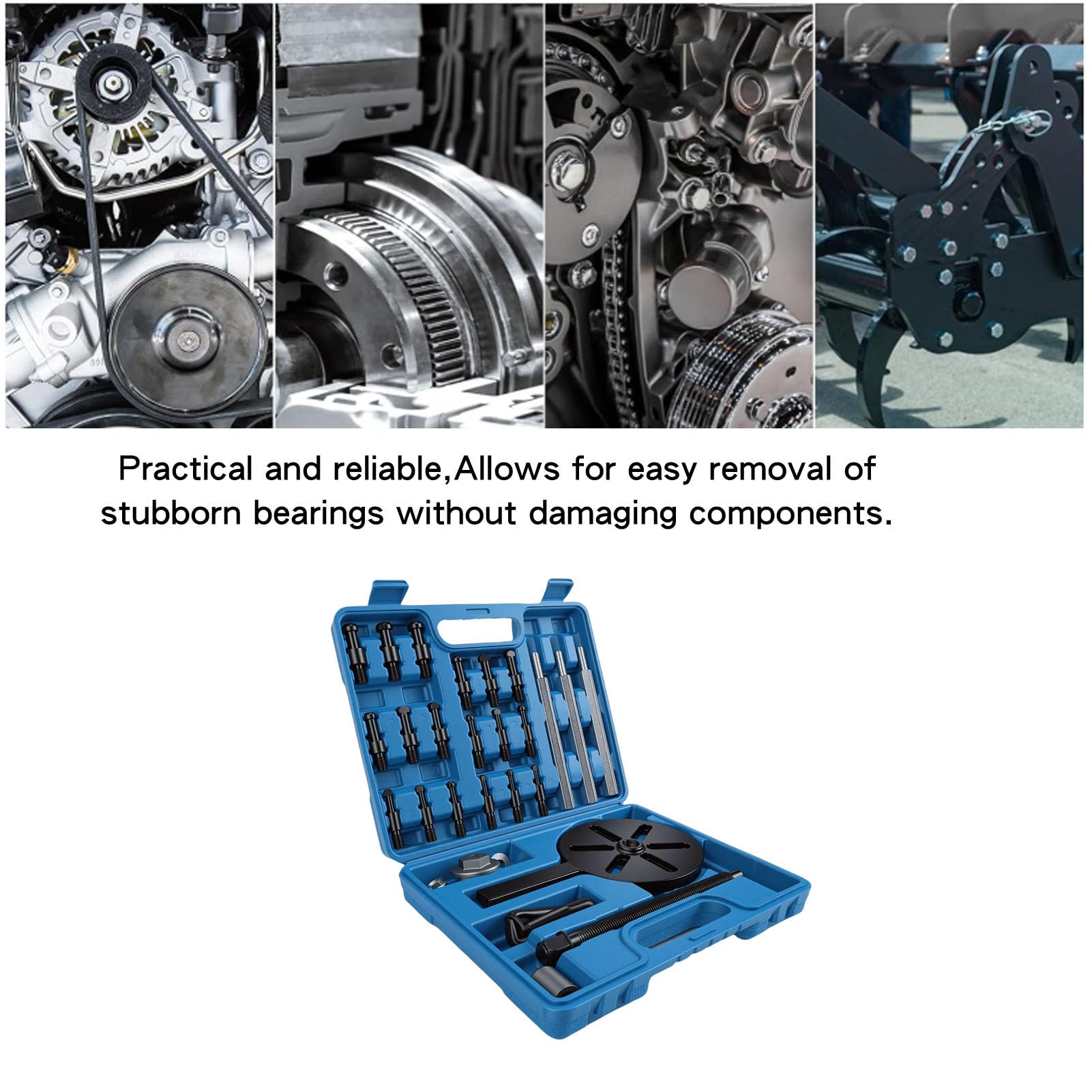 Aramox Lagerabzieher, 3-Backen-Abzieher Innenloch-Spannzangenlager-Entfernungswerkzeug mit Blauem Aufbewahrungskoffer für die Kfz-Reparatur
