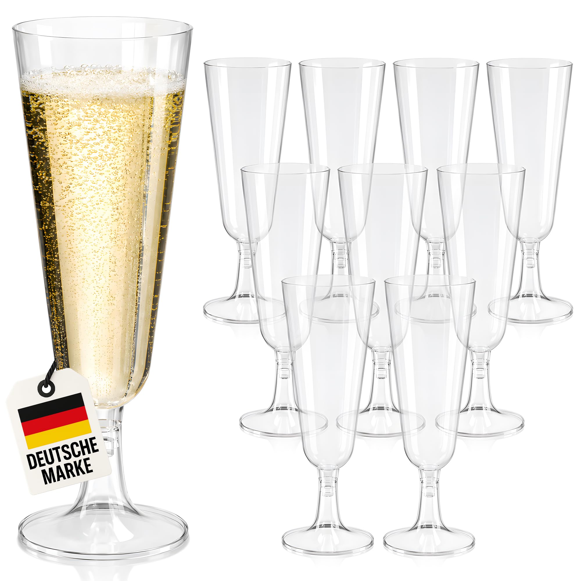 WELLGRO Set di bicchieri da spumante, 150 ml, in plastica trasparente, infrangibili, senza BPA, riutilizzabili, 120 pezzi