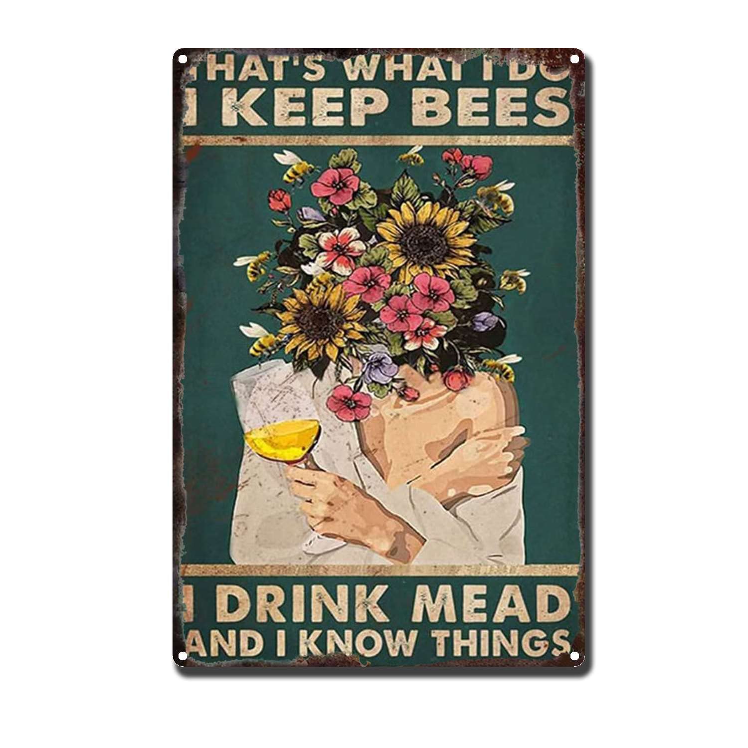 HYCLAM Metal Sign That's What I Do I Keep Bee I Drink Restoring The Toilet Bathroom Art Ancient Ways Wall Decor Wall Hanging 8x12inch-Tin Sign