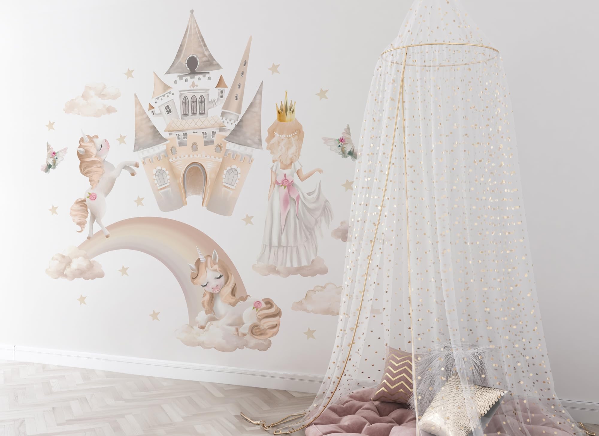 Graz Design os6200 - Adesivo da parete per cameretta dei bambini, motivo principessa (200 x 100 cm)