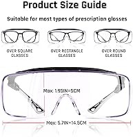 Vista 6 de MORK&SUKY Gafas de seguridad que se ajustan a los anteojos recetados, certificado ANSI Z87, protección ocular antivaho para hombres y mujeres.