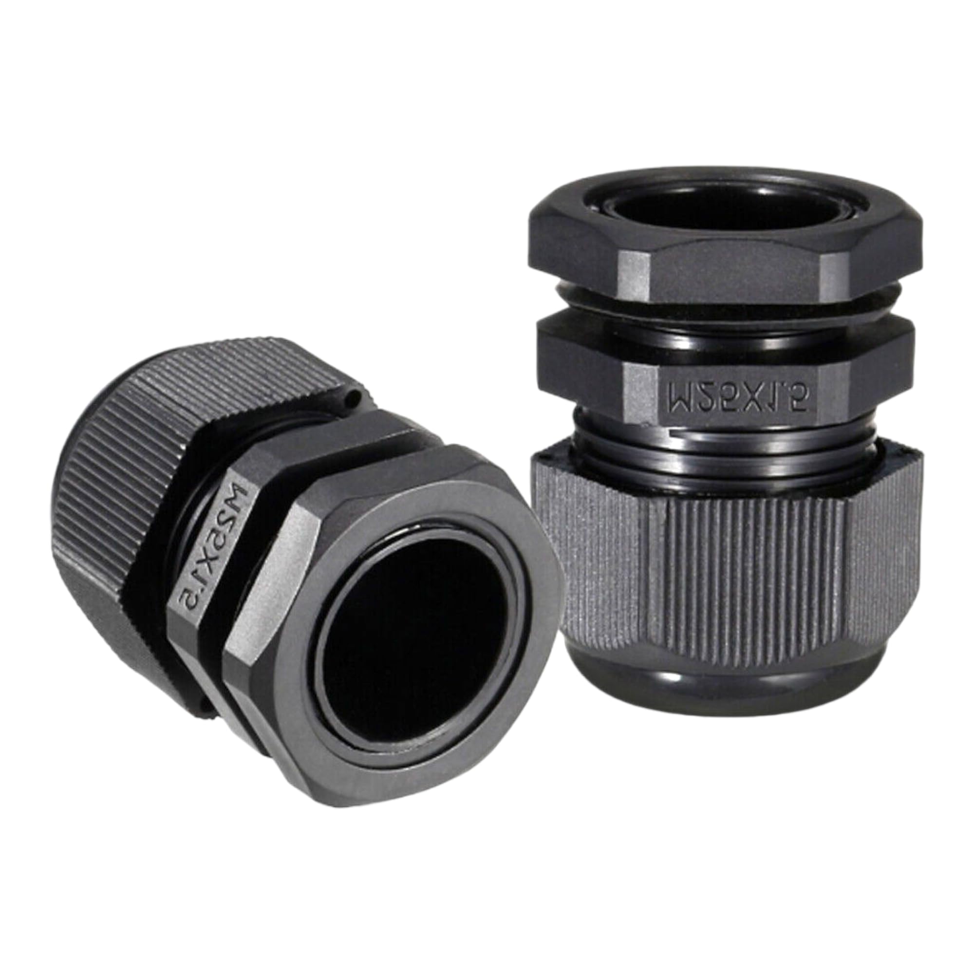 Black Waterproof Cable Glands - Nylon Compression Cable Gland With Locking Nut Waterproof Ip68 (Pack Of 2 - M25 - Suitable For 13Mm-18Mm Cables)