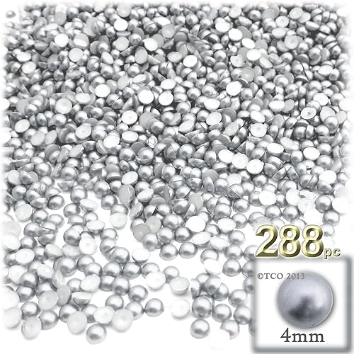 Miniatura 2 de 288 cuentas de media cúpula con acabado perlado, redondas, 0.157 in, color negro