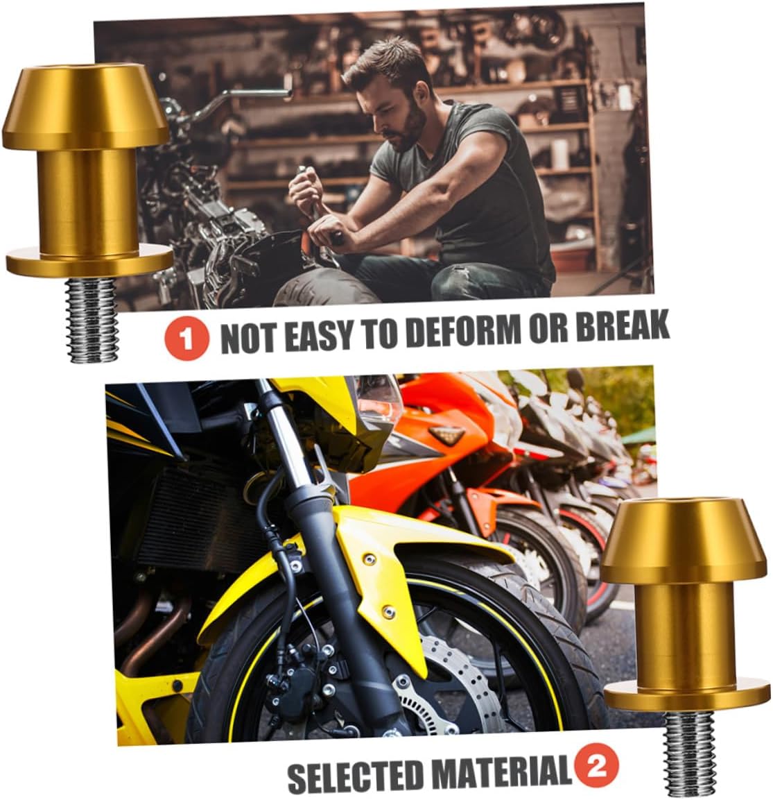 MAGICLULU 4pcs Motorcycle Swing Arm Spools Cnc 8mm Gold Swingarm Screw Stand Sliders Universal Motorbike Rear Stand Bobbins Replacement Parts for Motorcycles