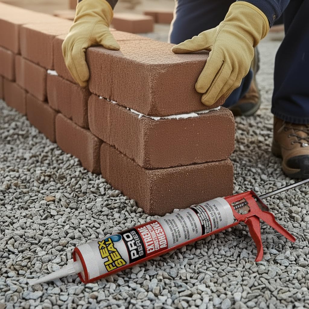 Flex Seal Construction Adhesive Extreme Glue, Waterproof, Structural-Grade Strength, Instant-Grab, Multi-Surface Indoor/Outdoor, Paintable, Flexible, Use Underwater, Gap-Filling, 10 fl oz Cartridge