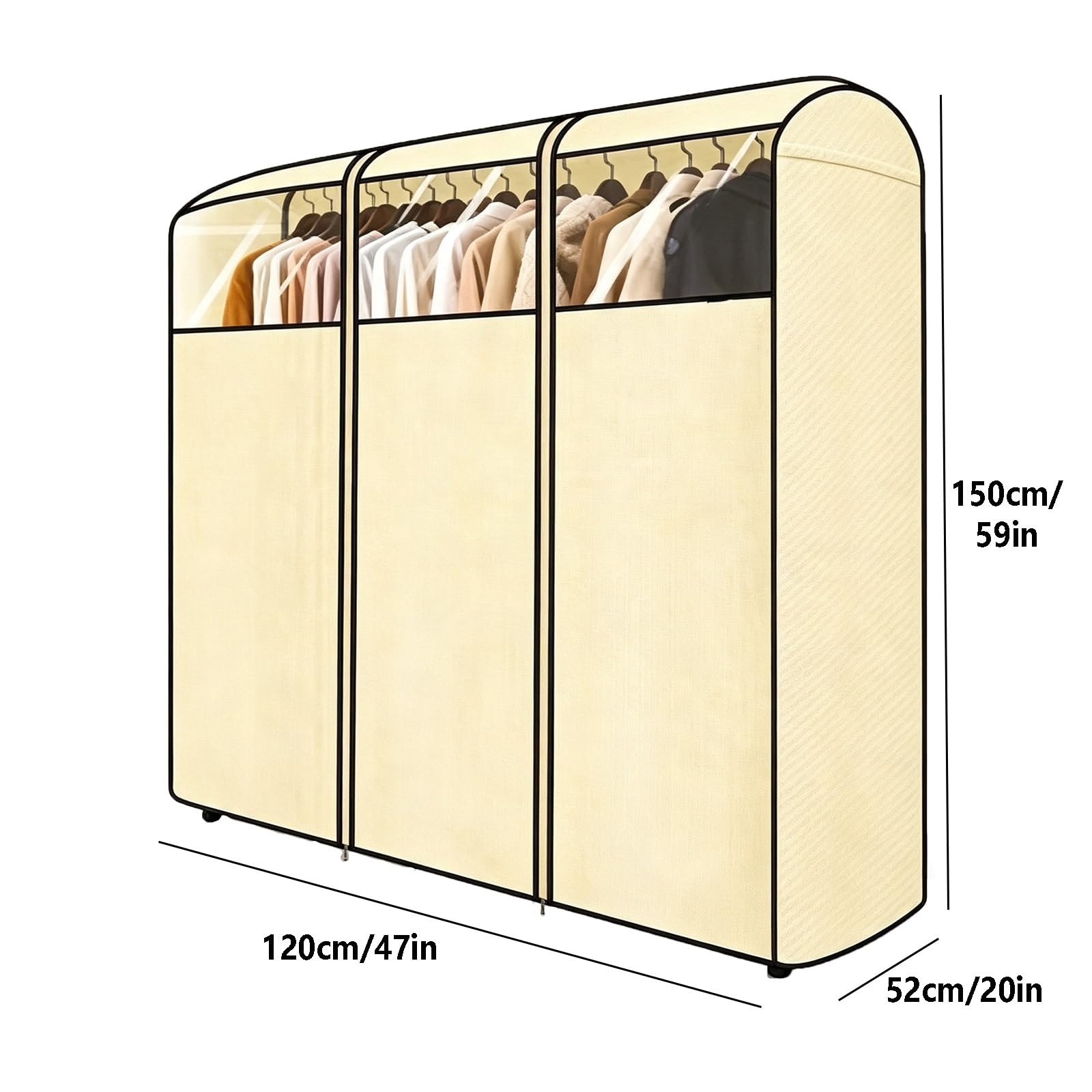 Funda Ropa Armario, Funda Abrigos y Ventana Transparente para Barra Única