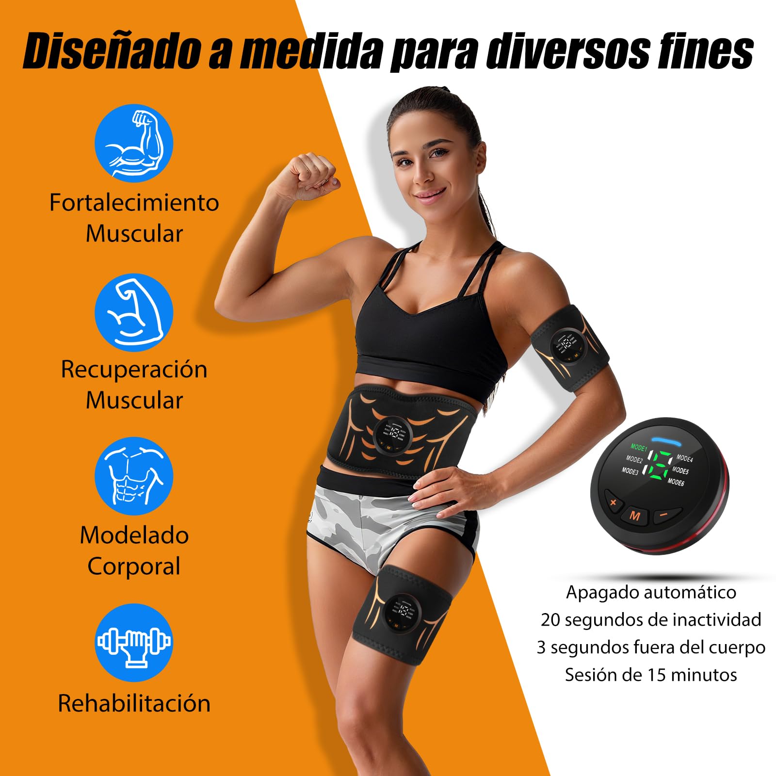 CinturóN Tonificador Muscular - Fuerte Ab Electroestimulador Muscular Con 6 Modos Y 18 Niveles De Intensidad Para Hombres Y Mujeres CinturóN Estimulador Muscular Abdominal Para Casa Oficina Y Gimnasio