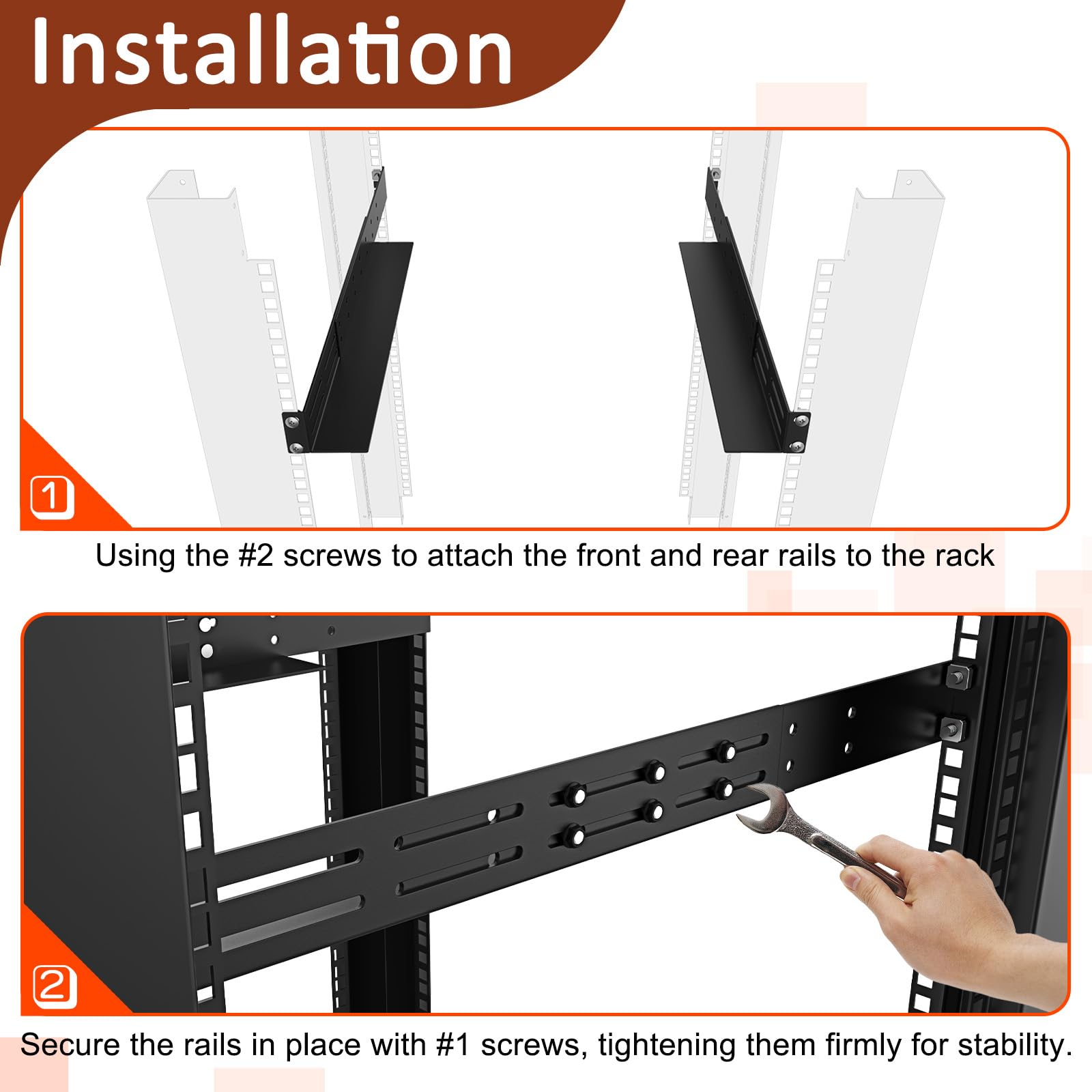 Guide universali per montaggio su rack 1U, guida rack per server a 4 montanti | Profondità regolabile da 40,6 a 76,2 cm, compatibile con APC, HP, IBM, DELL, Compaq Cabinet (confezione da 1)