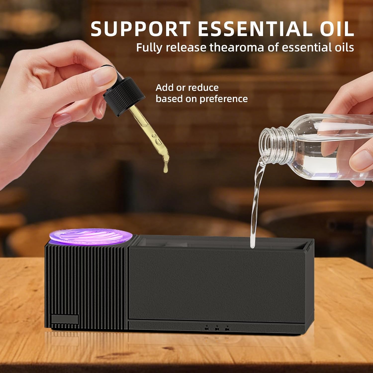 Starry Sky Aroma Diffuser,7 Colors Aromatherapy Essential Oil Diffuser,Ultrasonic Aroma Humidifier with Timer and Type-C Cable for Home Office Bedroom Gift (Black)