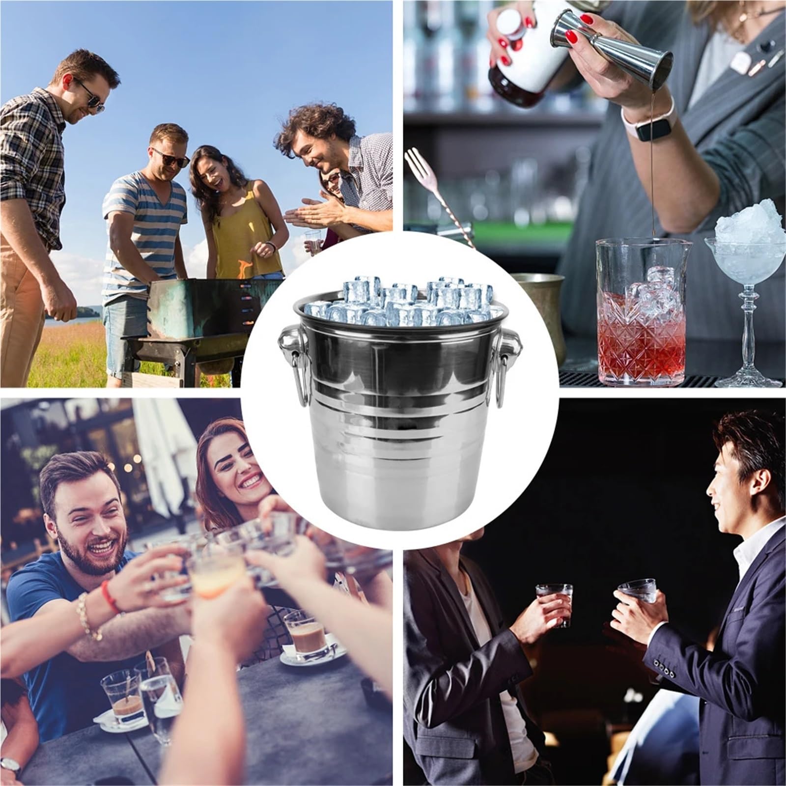 Secchio refrigerante for Birra e Vino, creatore di cubetti di Ghiaccio in Acciaio Inossidabile da 5 Litri for KTV Bar, Cucina, Bicchieri, Bicchieri for Champagne, Birra, Vino per Casa, Bar