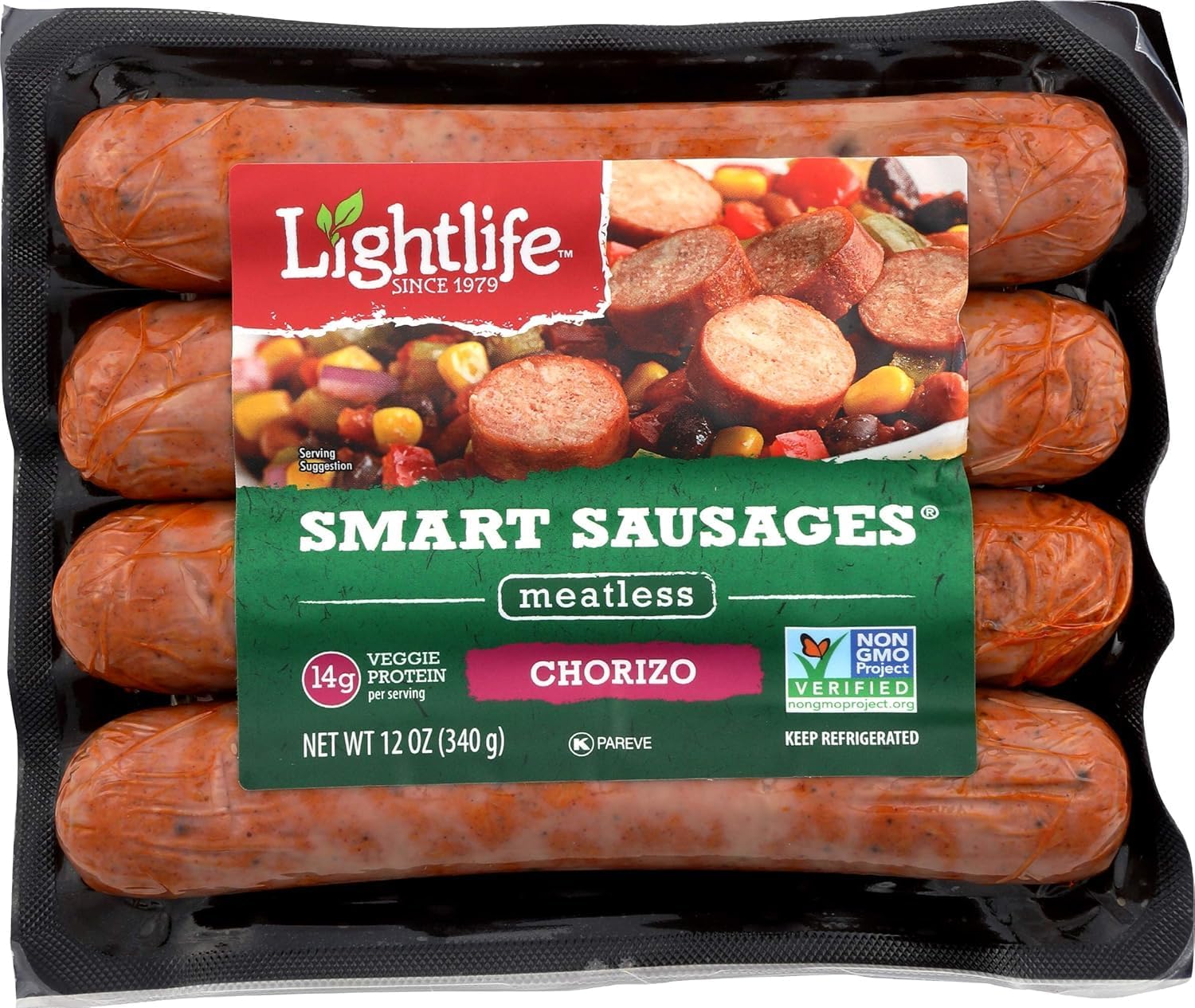 Lightlife Meatless Chorizo Smart Sausages 12 Oz (4 Pack)